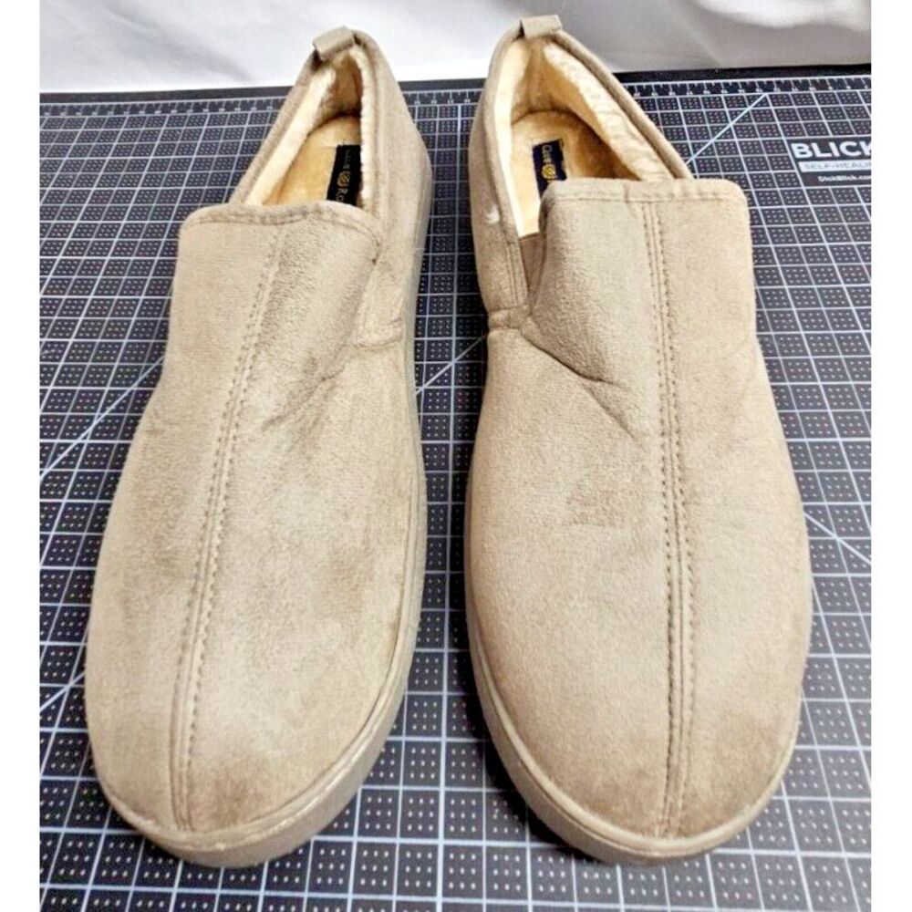 Club Room men tan Moccasin faux fur lining slip on slipper SZ XL (11-12)